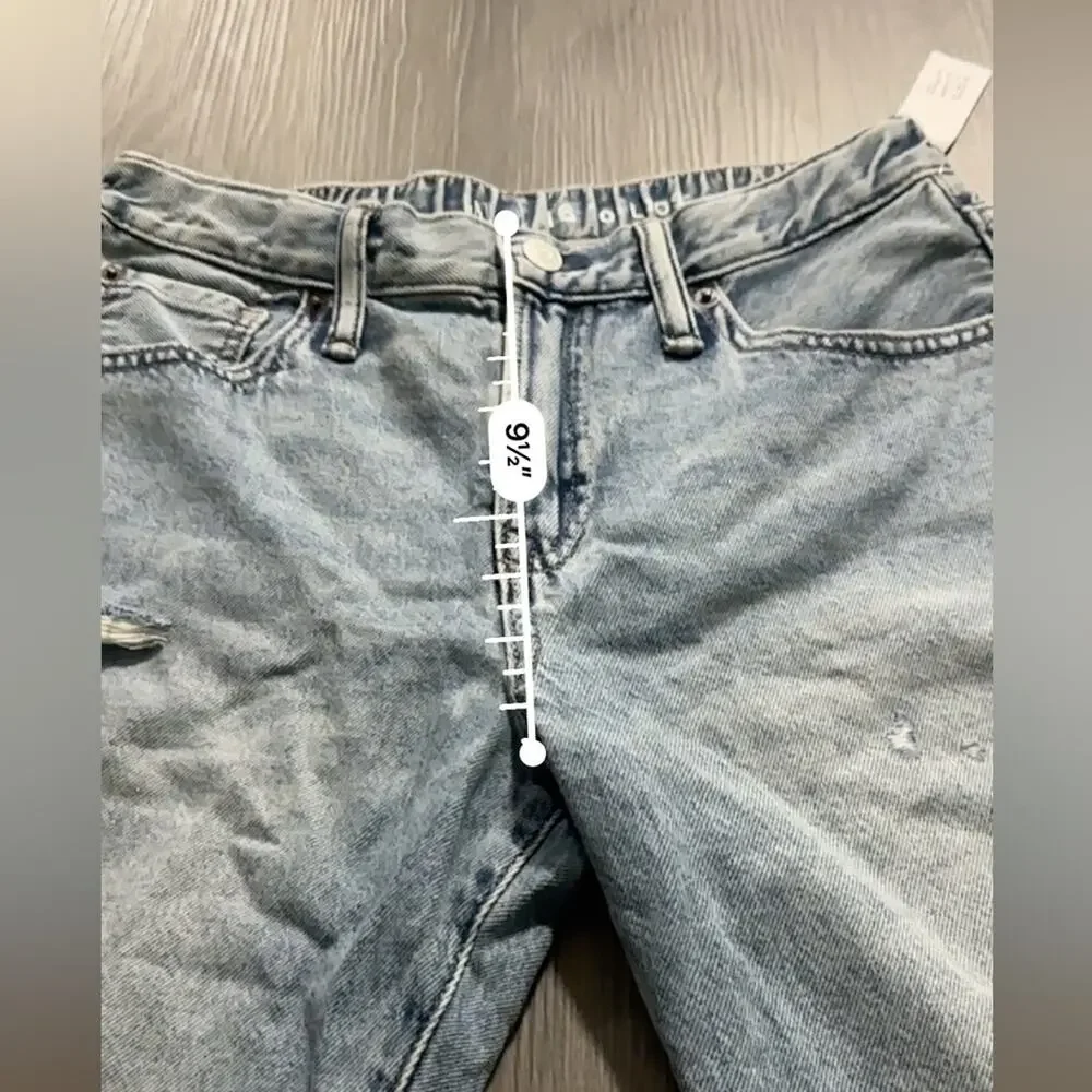 Gap Kids 90s Loose Light Wash‎ Mid Rise Bermuda Distressed Shorts Size 16 NWT